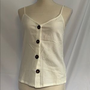 white button spaghetti strap shirt